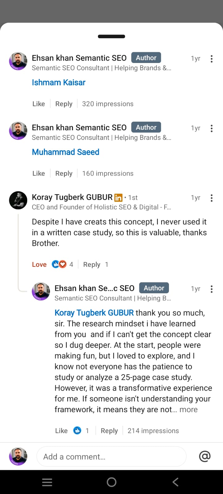 Koray Tugberk GUBUR commenting on Ehsan Khan case study calling it valuable